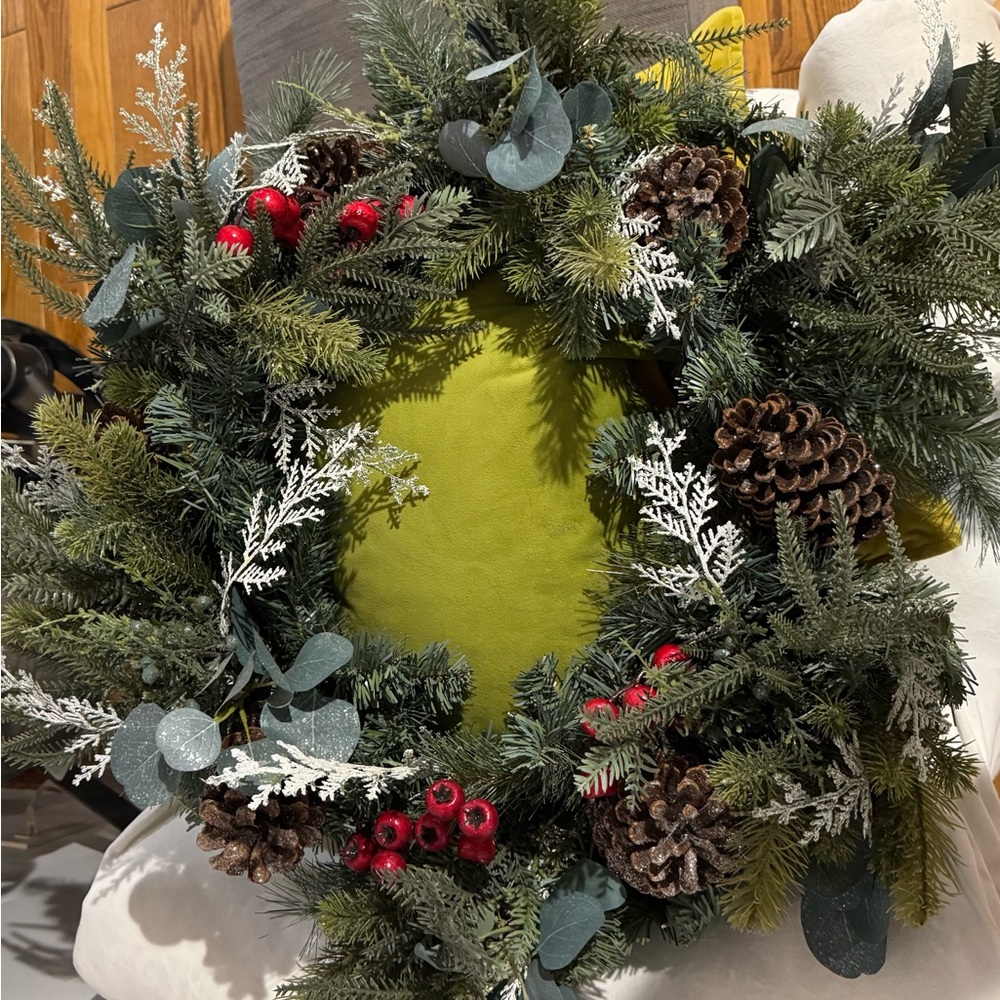 Christmas Winter Festive Green Red Extra Large Holiday Wreath